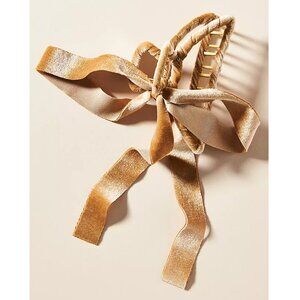 Anthropologie Velvet Metal Hair Claw Clip Tan Brown
